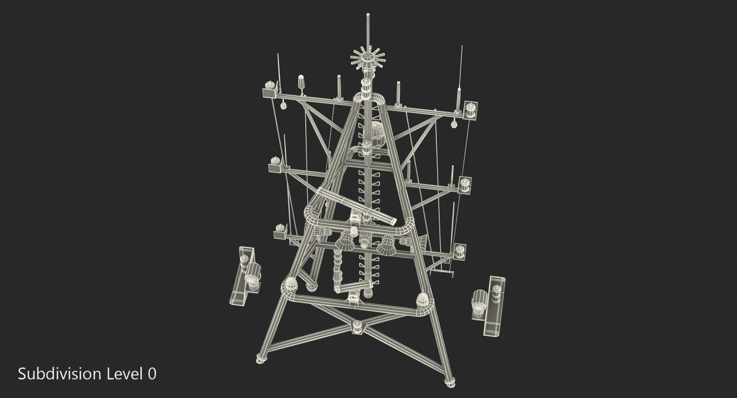 3D Ship Mast with Radar Scanner model