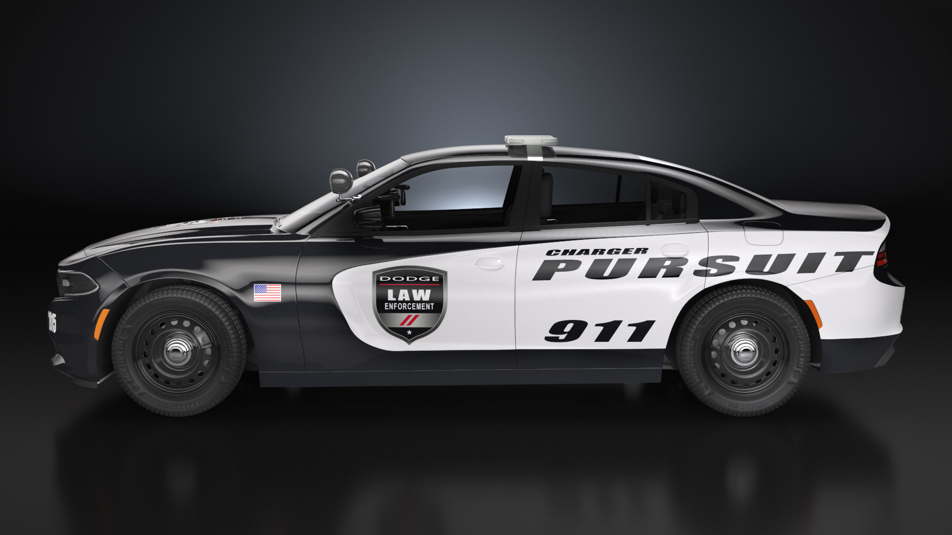 Dodge Charger Pursuit 2015 Rigged for Cinema 4D 3D