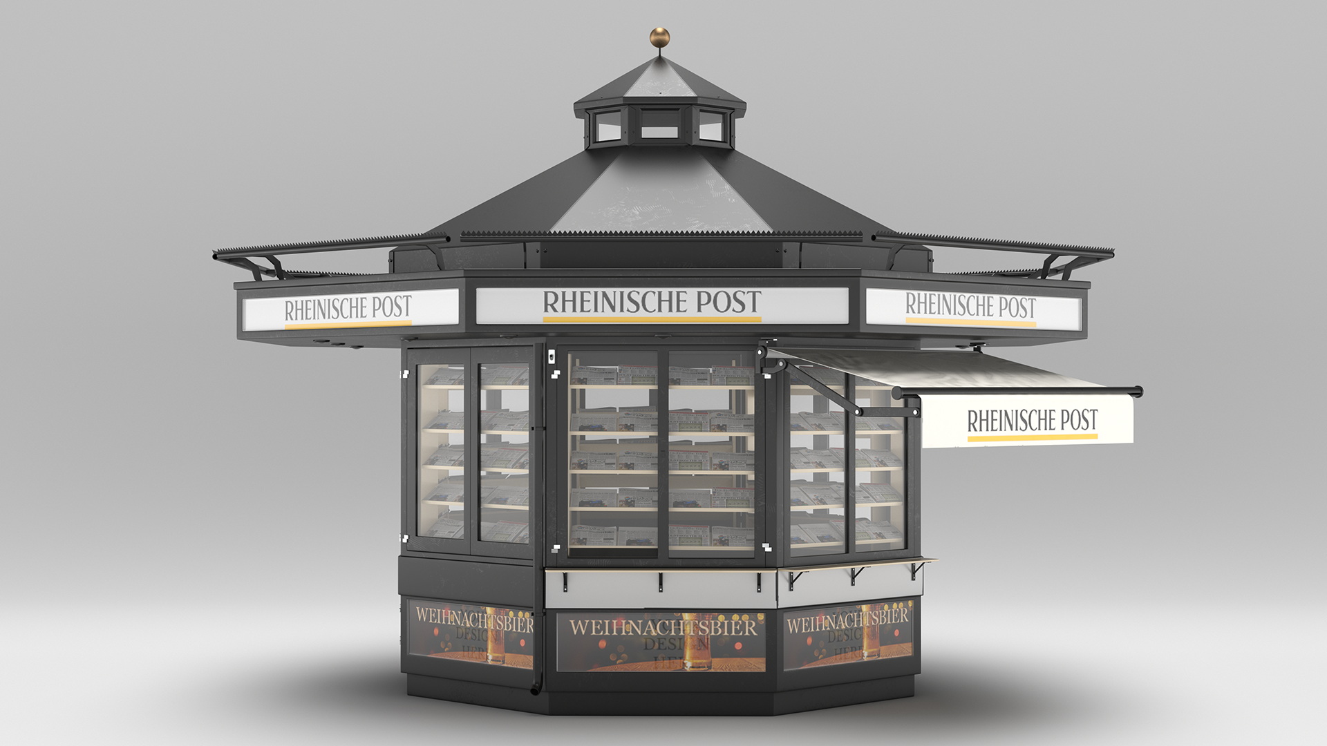 Rheinische Post Newspaper Kiosk Black 3D