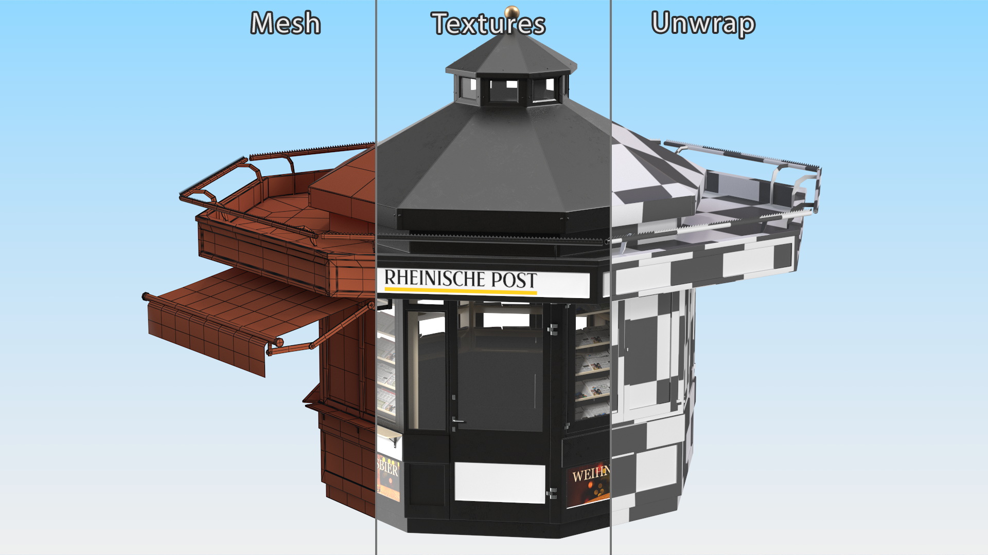 Rheinische Post Newspaper Kiosk Black 3D