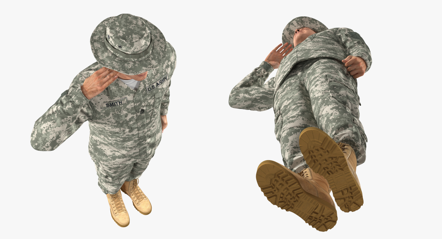 US Army Soldier Military ACU Fur Rigged 3D model