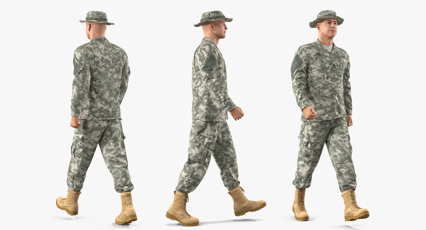 US Army Soldier Military ACU Fur Rigged 3D model