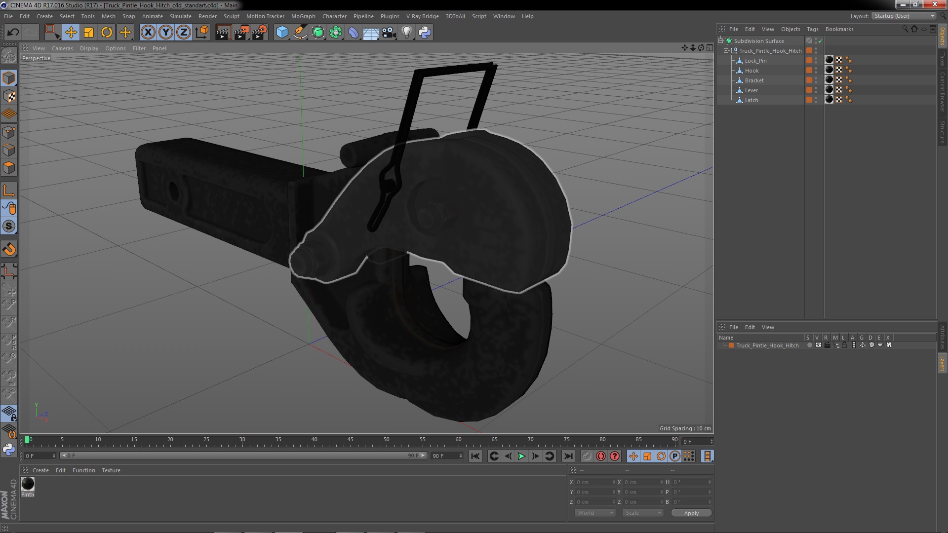 3D Truck Pintle Hook Hitch model