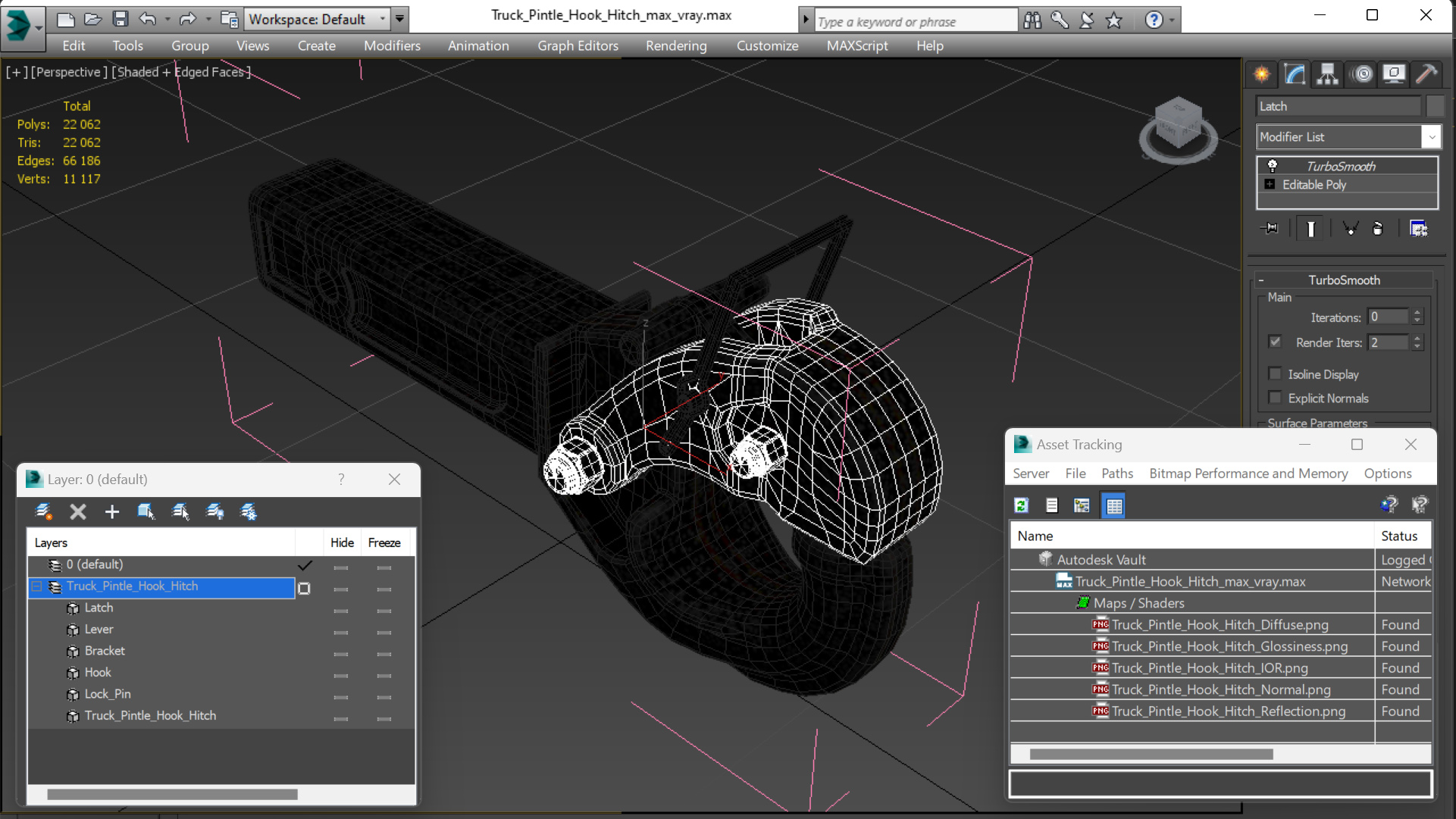 3D Truck Pintle Hook Hitch model