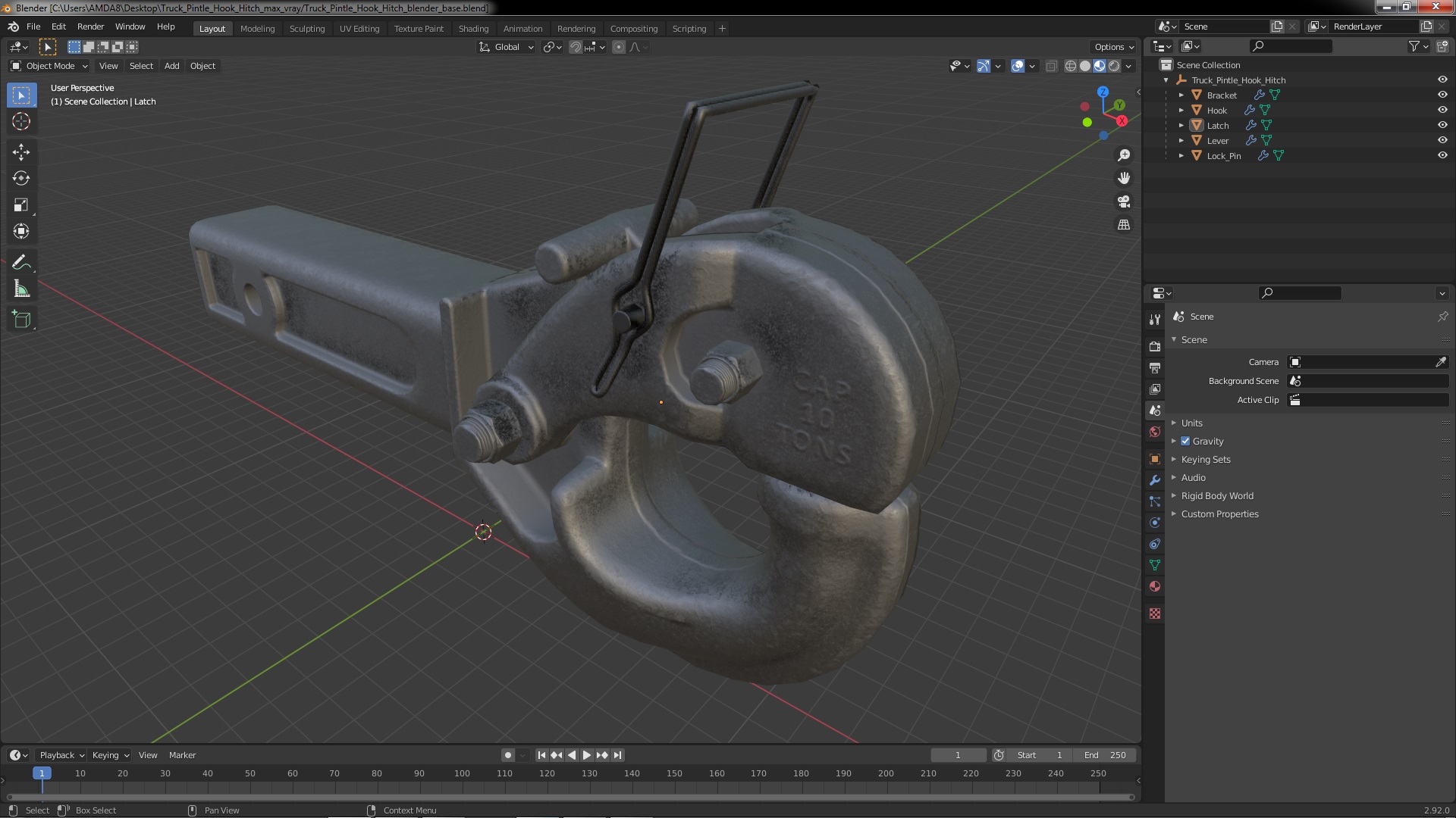 3D Truck Pintle Hook Hitch model