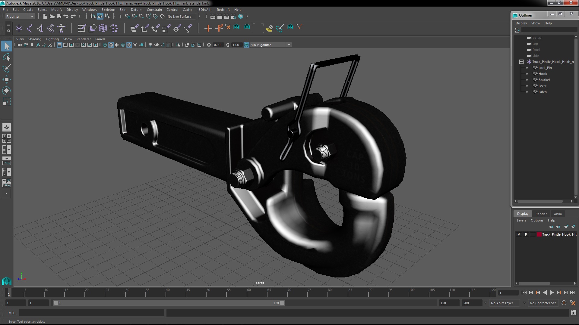 3D Truck Pintle Hook Hitch model