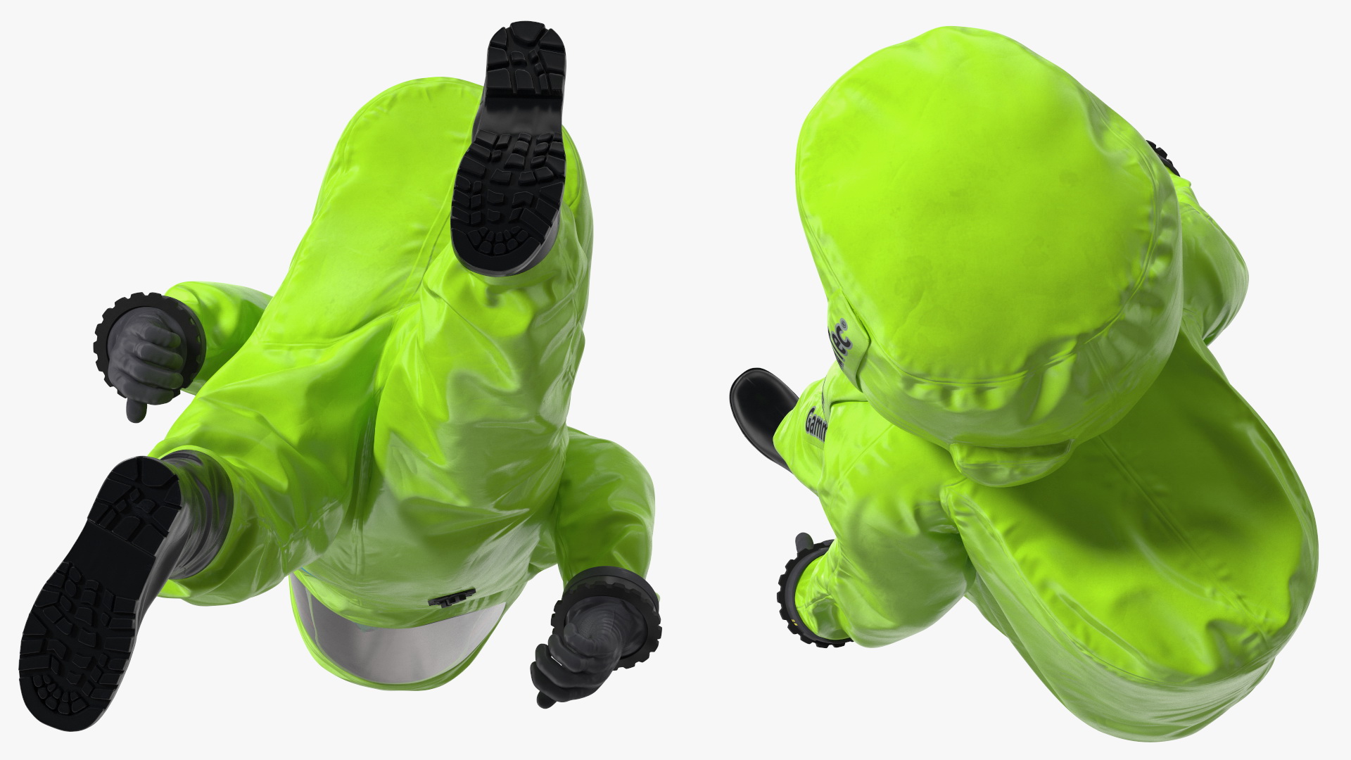 Heavy Duty Chemical Protective Suit Walking Pose Green 3D model