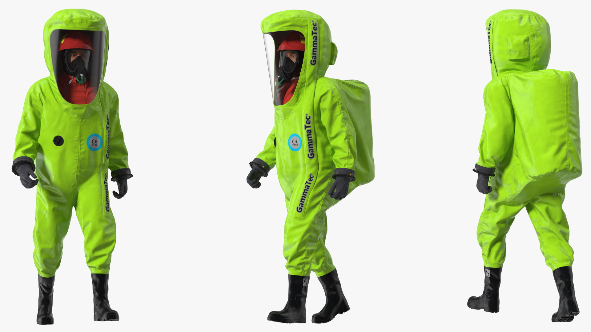 Heavy Duty Chemical Protective Suit Walking Pose Green 3D model