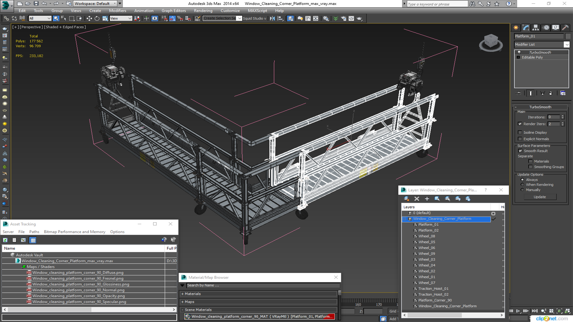 3D Window Cleaning Corner Platform