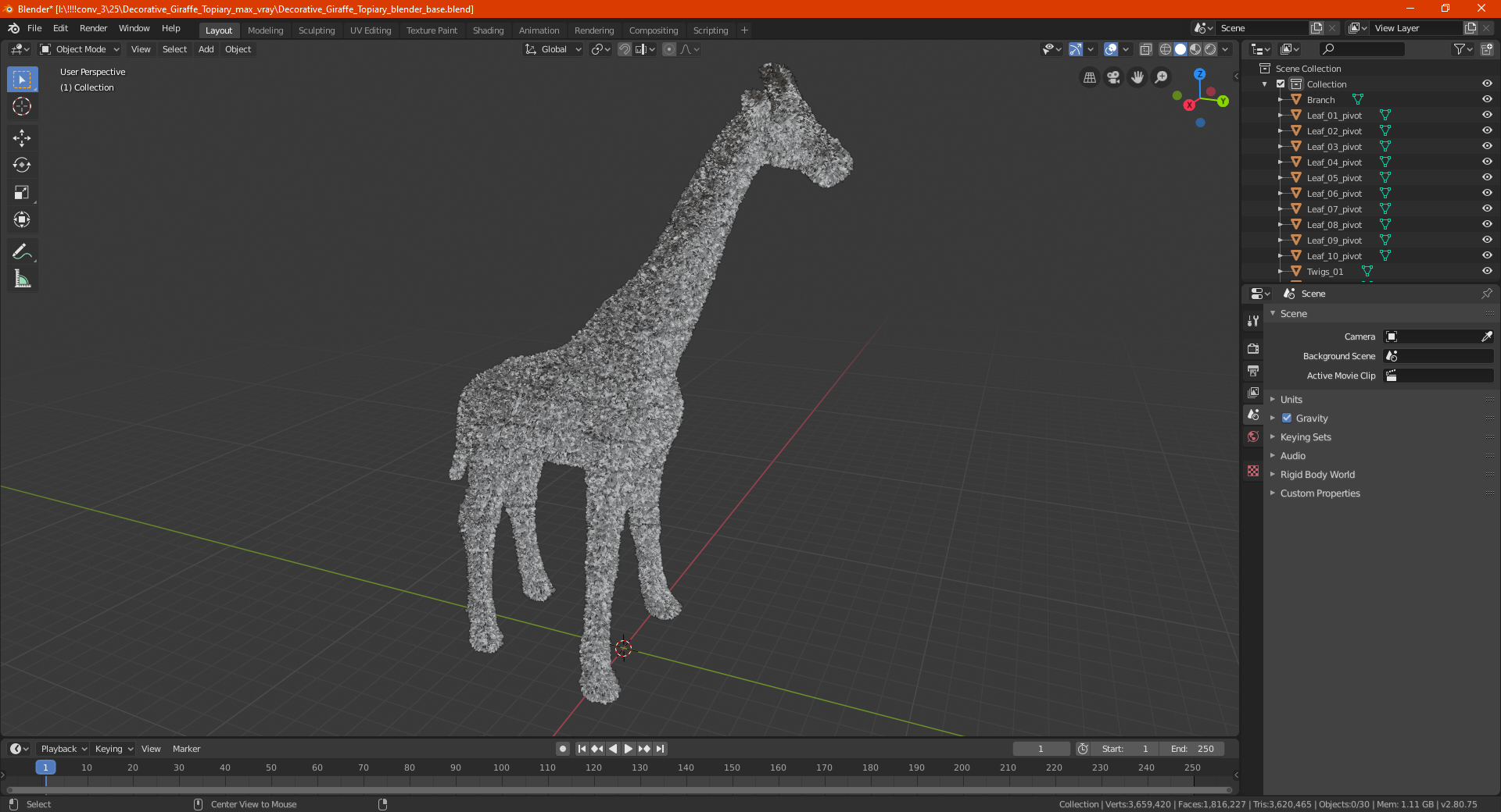 3D Decorative Giraffe Topiary