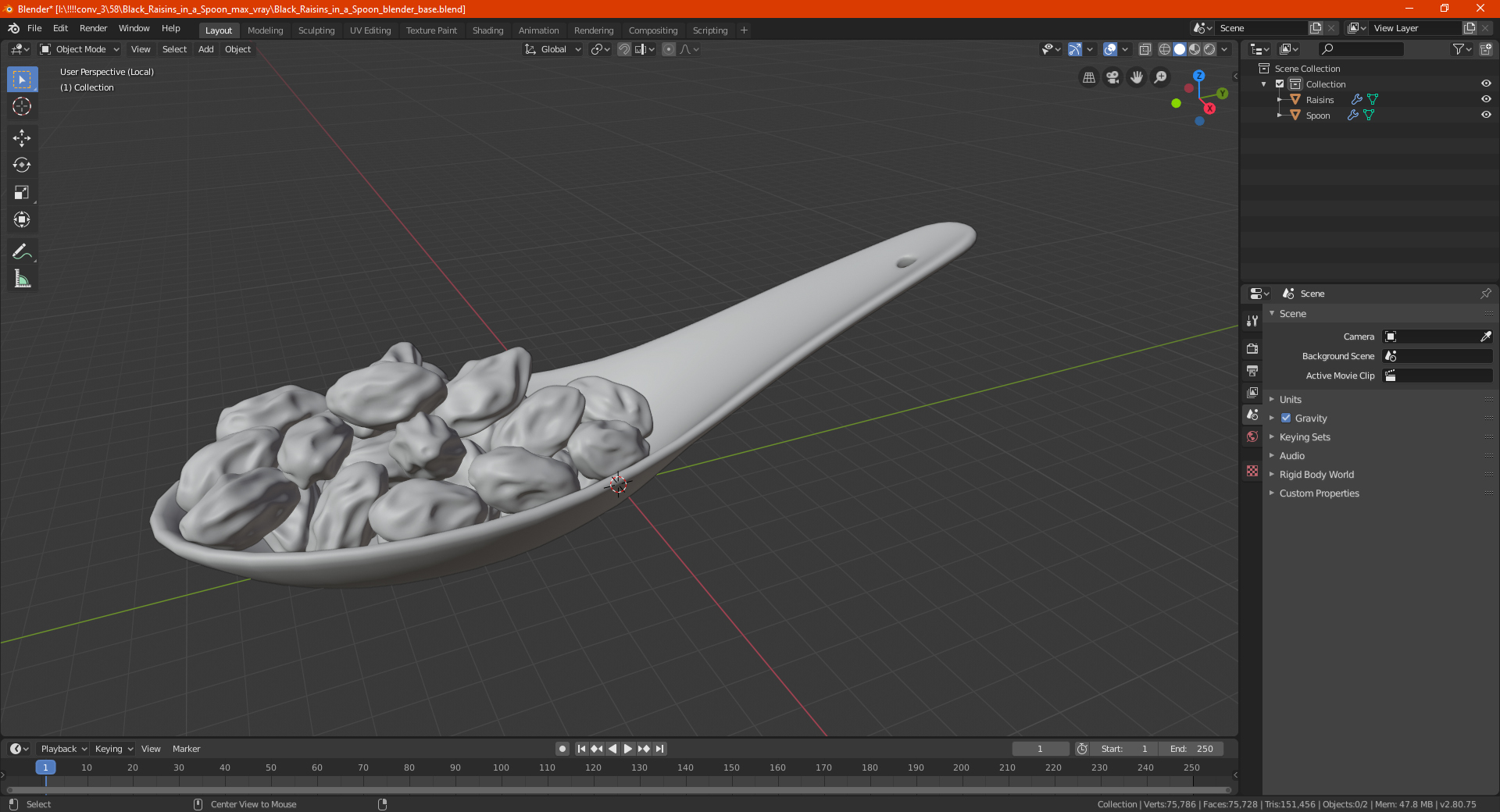 3D model Brown Sultanas in a Spoon