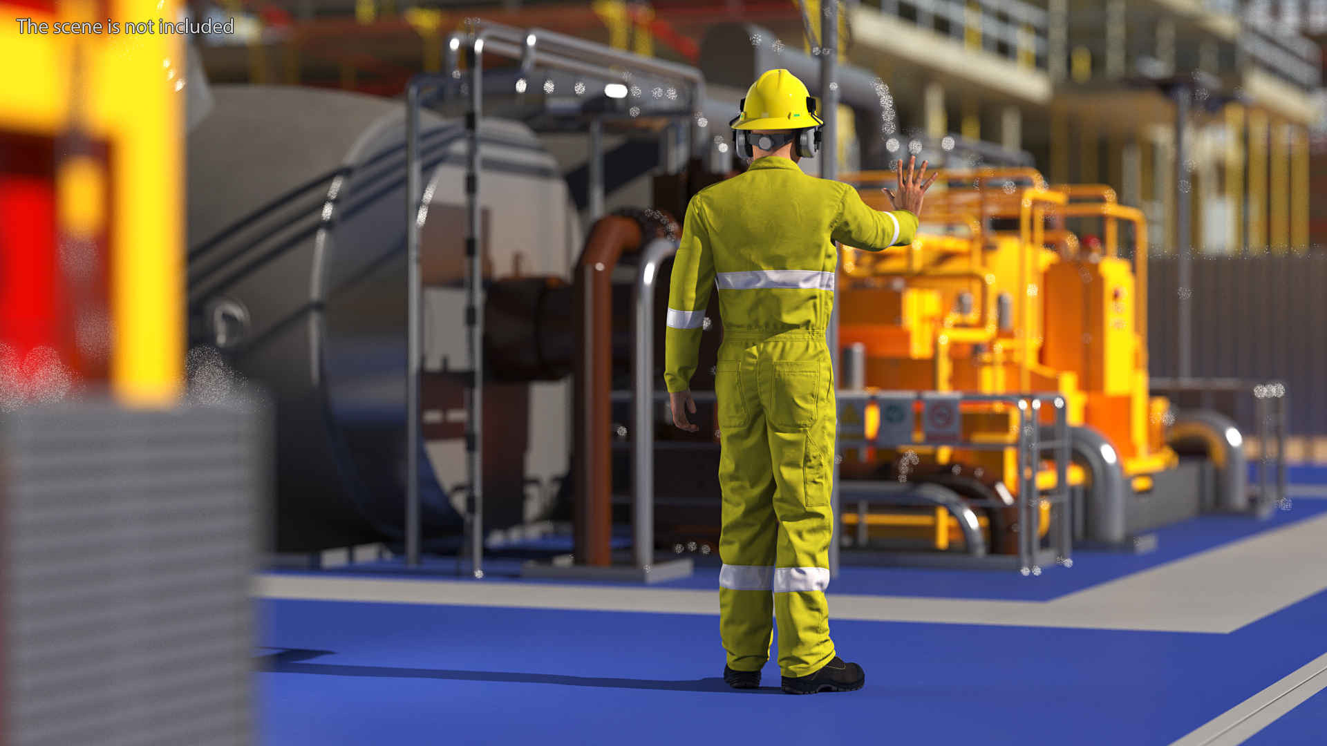 Gas Worker Fully Equipped Standing Pose 3D model