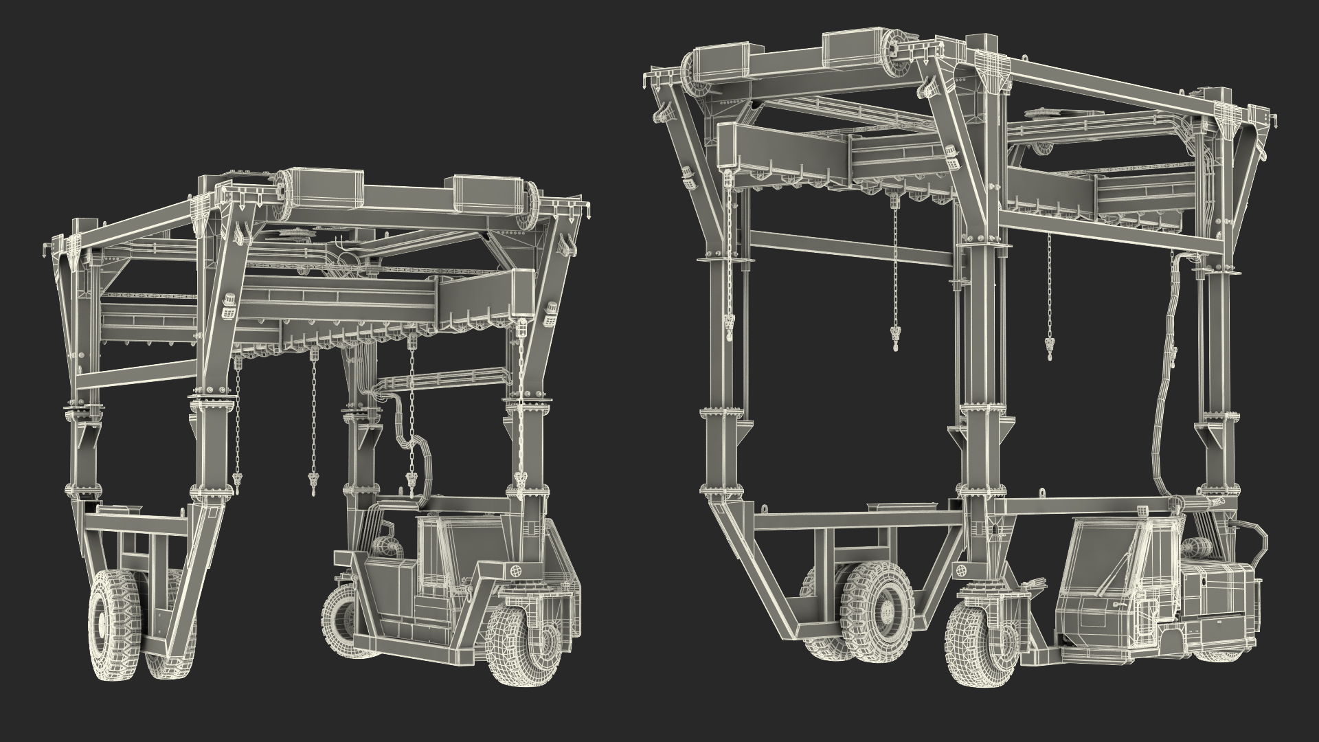 Combi-SC Range Straddle Carrier Dirty Rigged 3D model