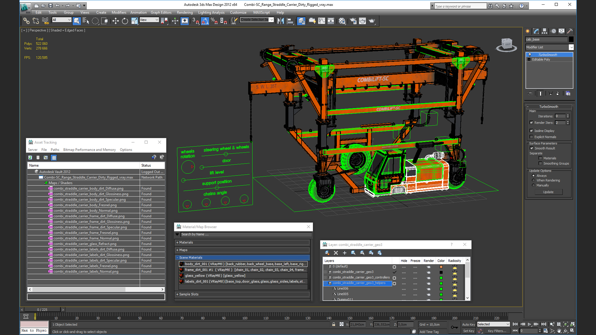 Combi-SC Range Straddle Carrier Dirty Rigged 3D model