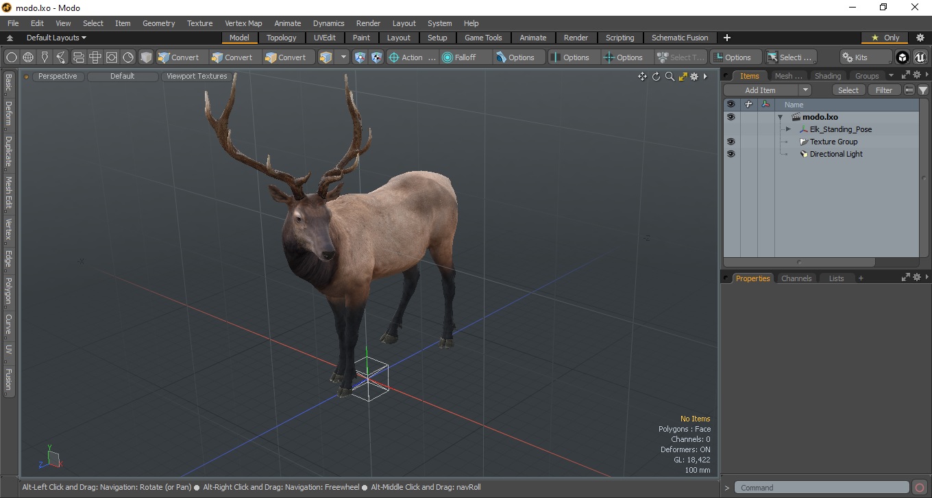 Elk Standing Pose 3D