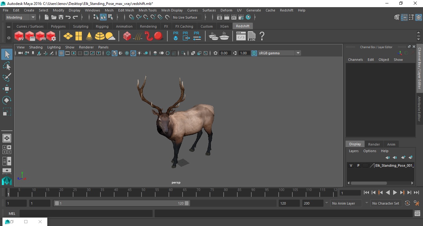 Elk Standing Pose 3D