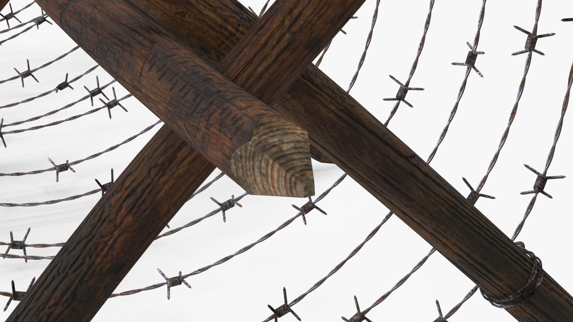 Cheval de Frise Barbed Wire Fence Old 3D