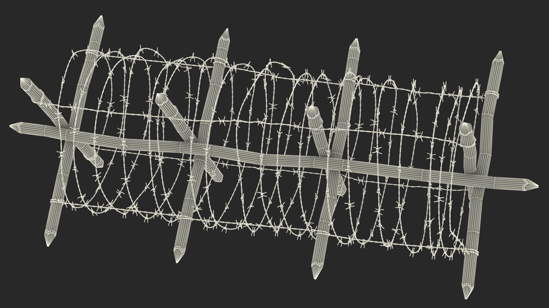 Cheval de Frise Barbed Wire Fence Old 3D