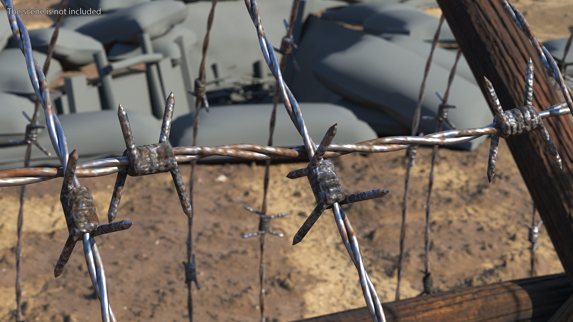 Cheval de Frise Barbed Wire Fence Old 3D