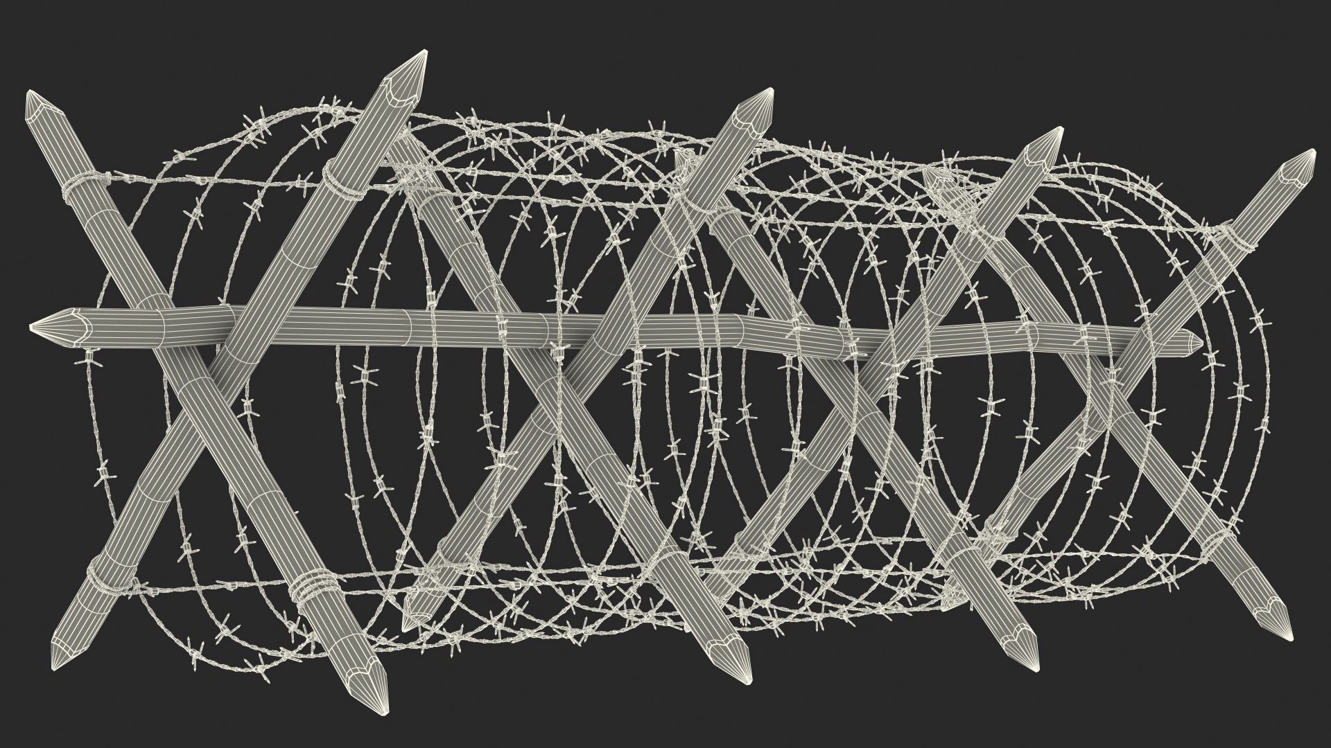 Cheval de Frise Barbed Wire Fence Old 3D