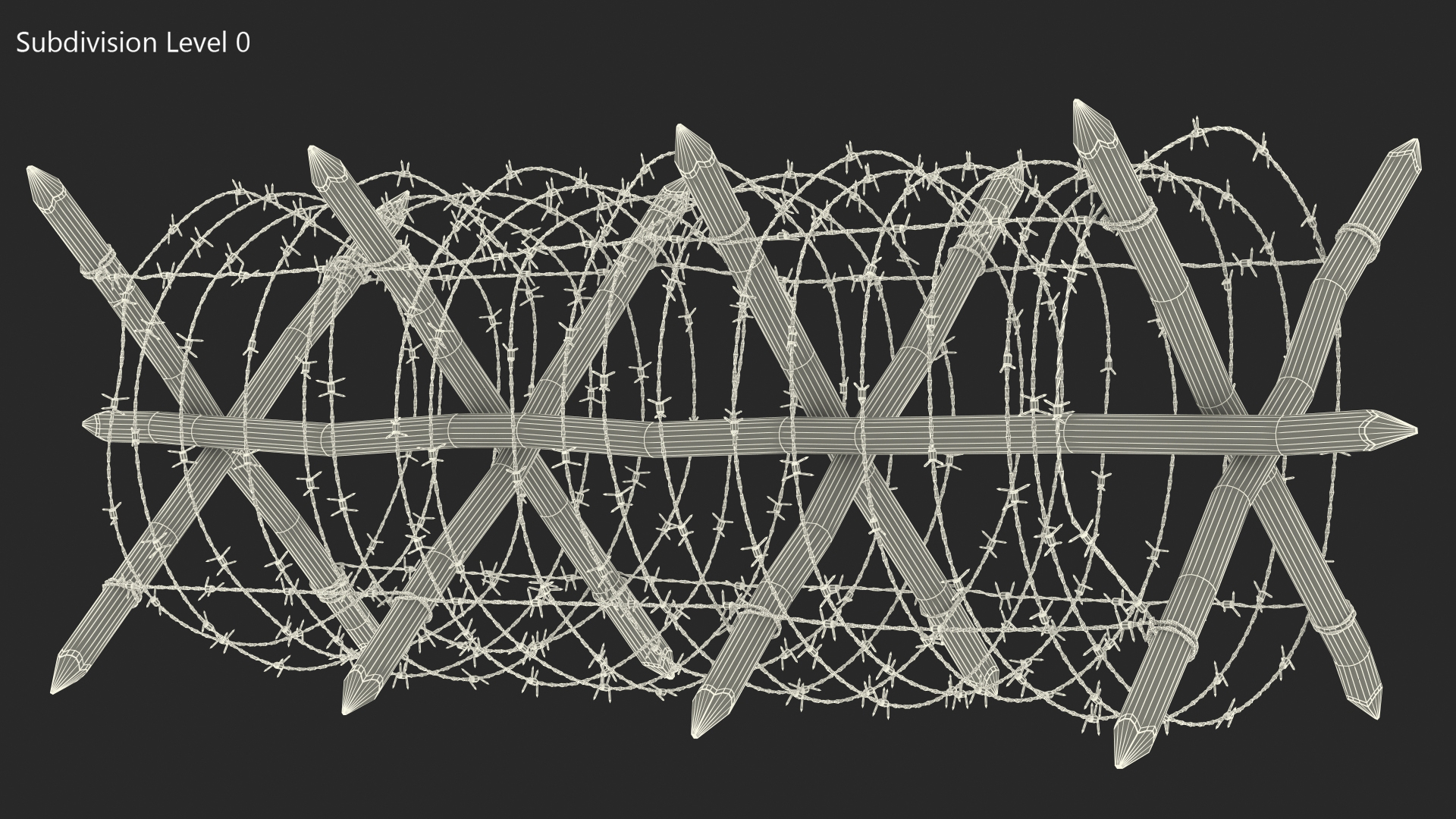 Cheval de Frise Barbed Wire Fence Old 3D