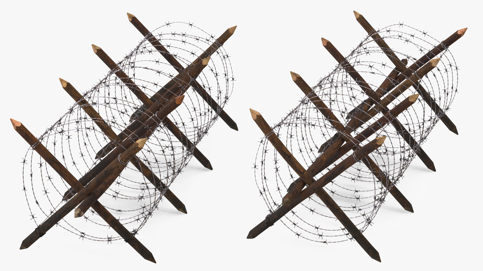 Cheval de Frise Barbed Wire Fence Old 3D