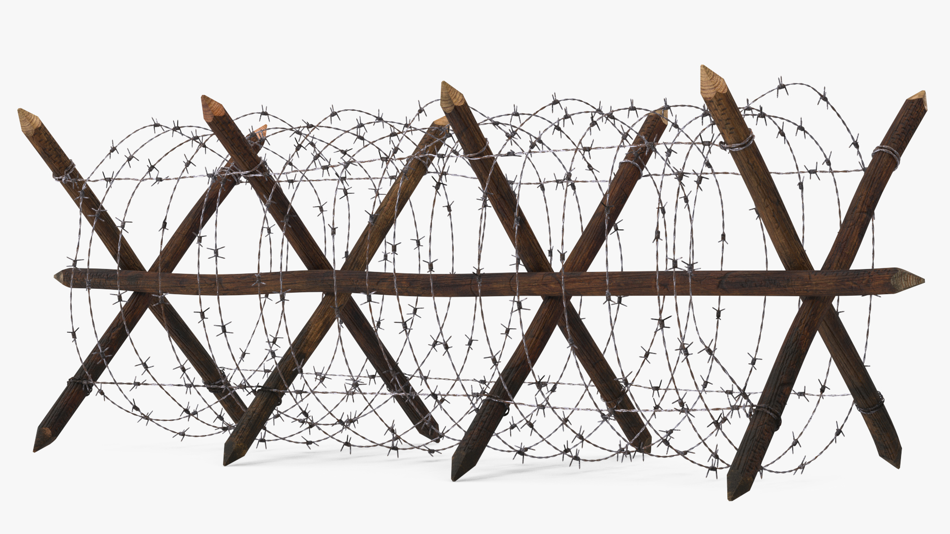 Cheval de Frise Barbed Wire Fence Old 3D