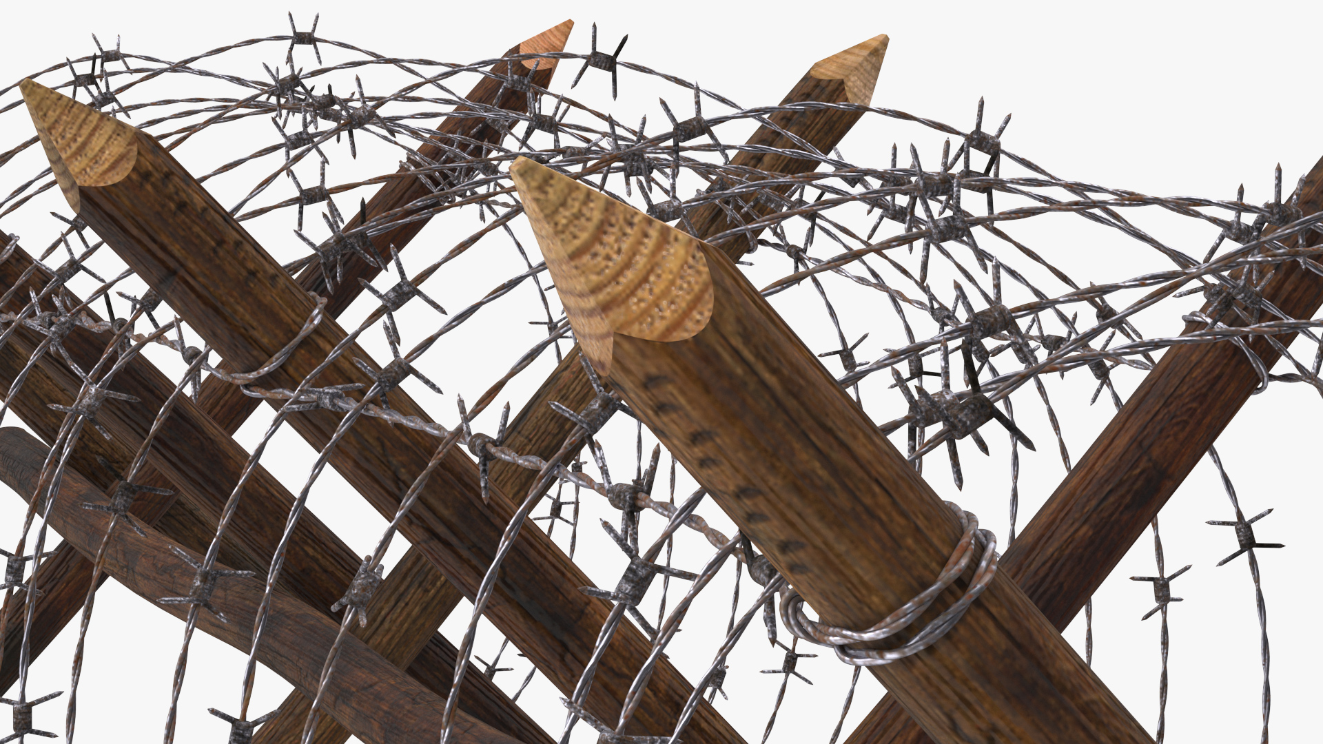 Cheval de Frise Barbed Wire Fence Old 3D