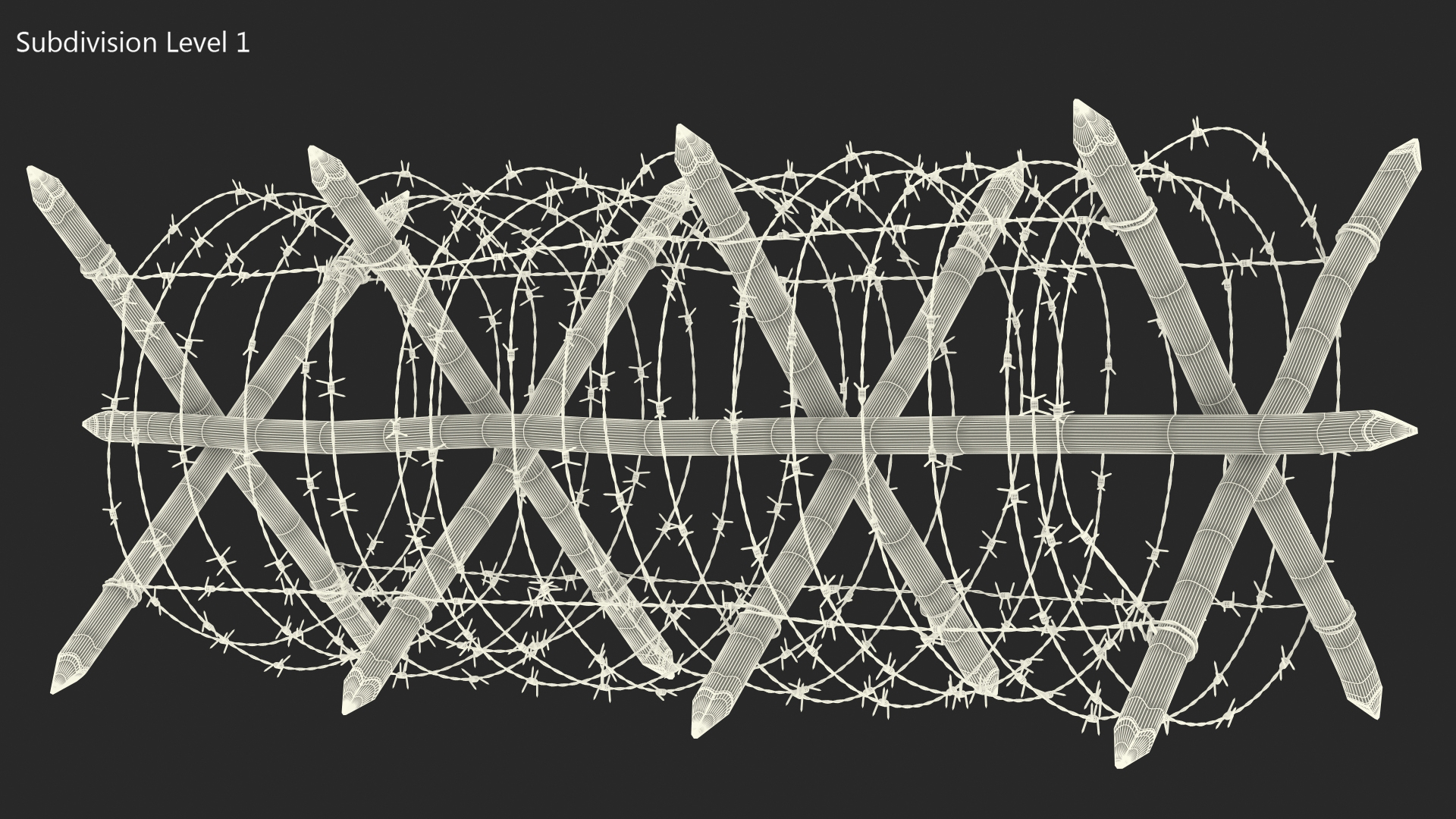 Cheval de Frise Barbed Wire Fence Old 3D