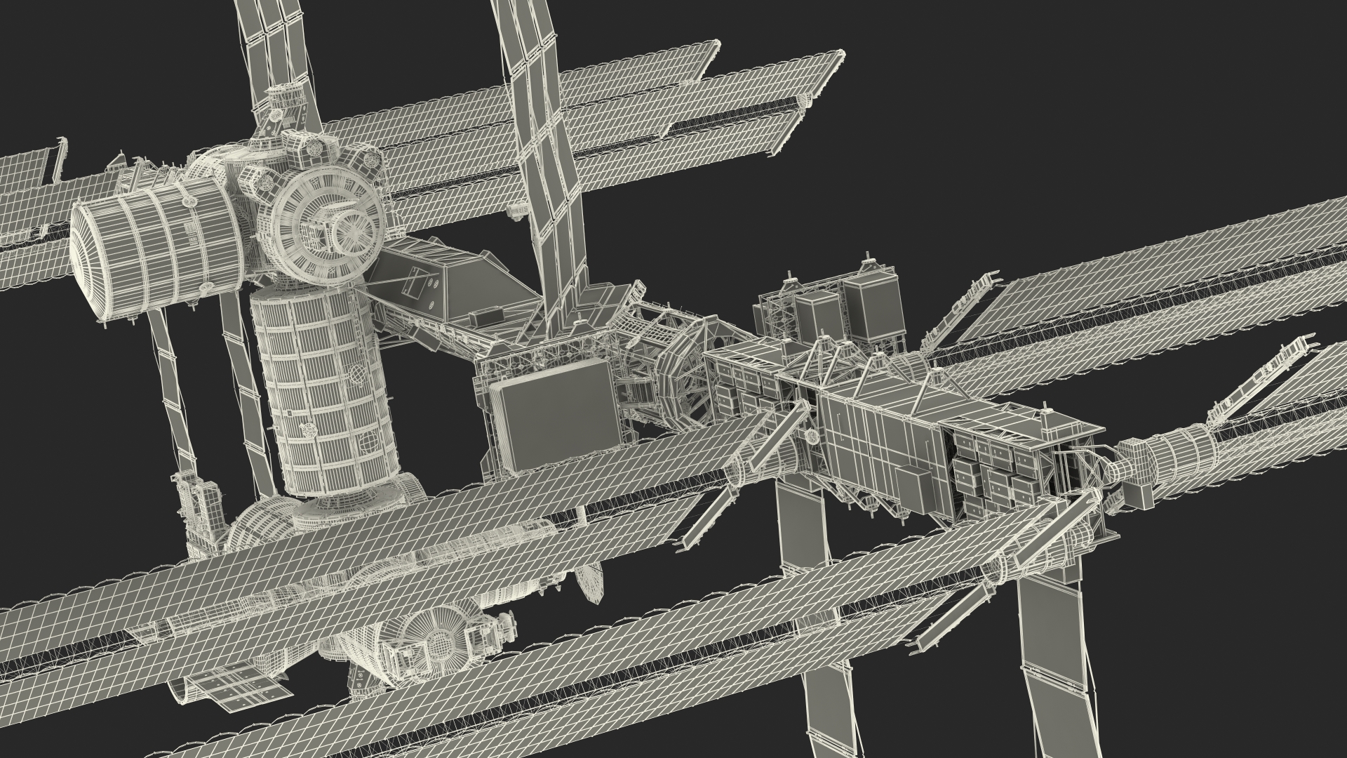 3D International Space Station Habitable Artificial Satellite model