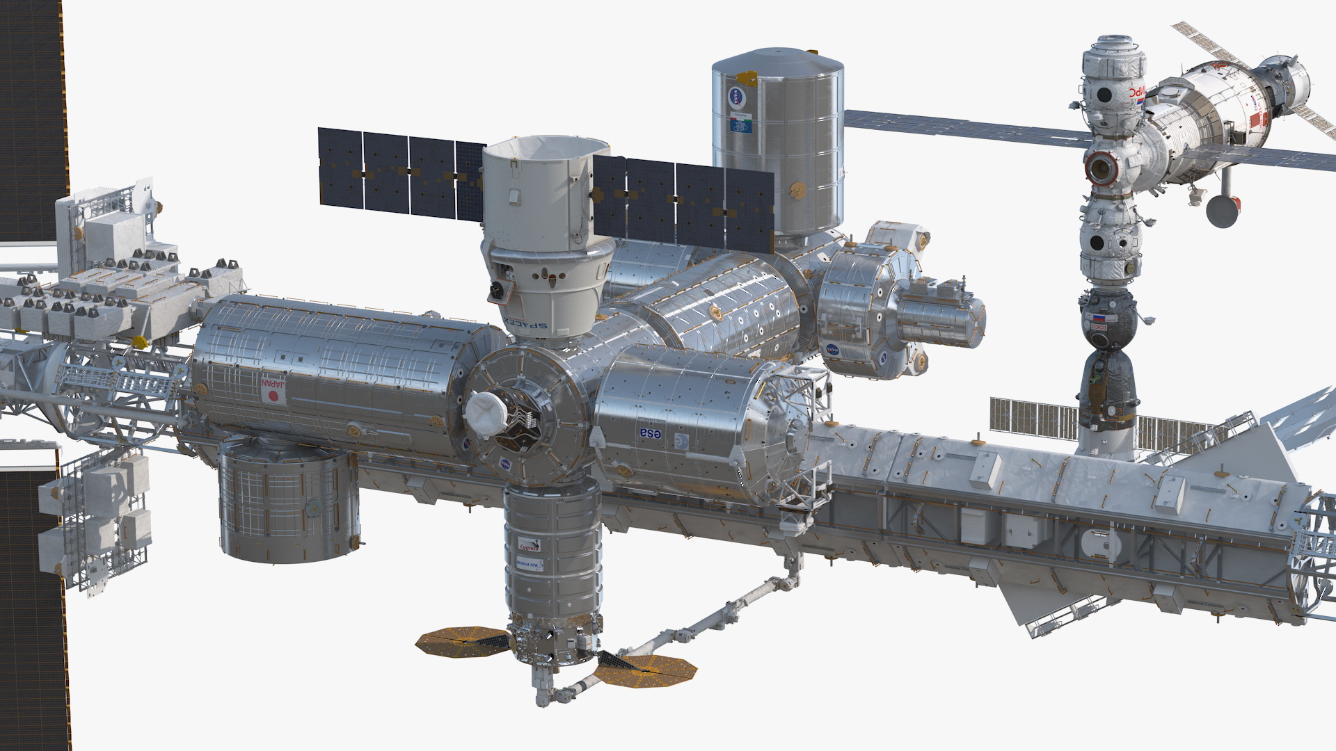 3D International Space Station Habitable Artificial Satellite model