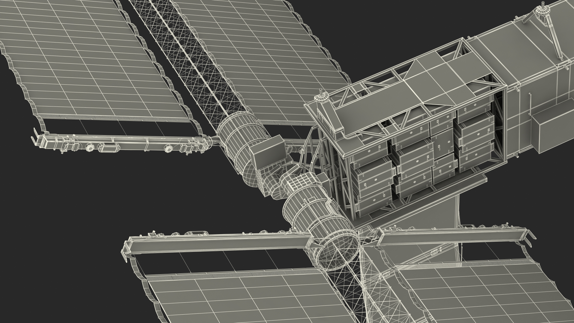 3D International Space Station Habitable Artificial Satellite model