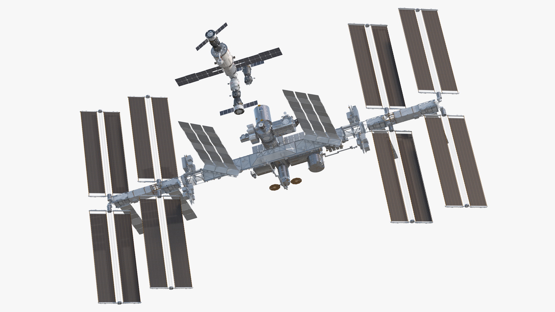 3D International Space Station Habitable Artificial Satellite model