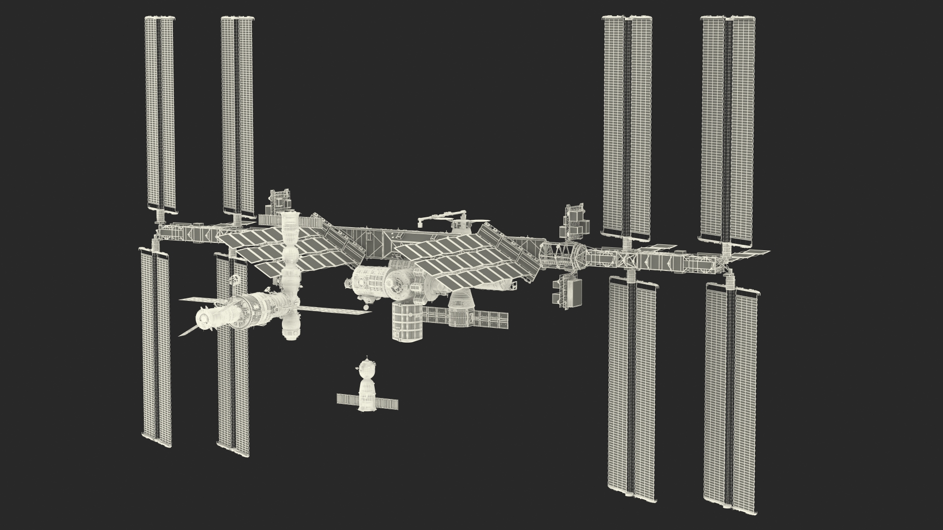 3D International Space Station Habitable Artificial Satellite model