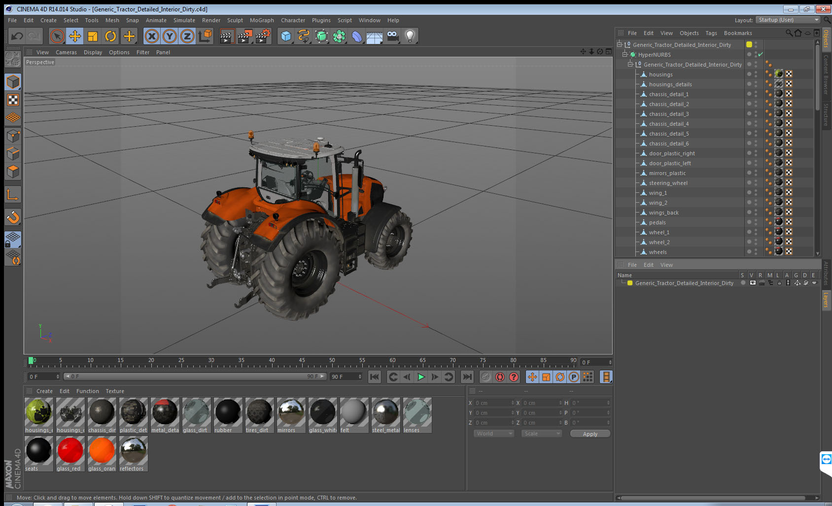 Generic Tractor Detailed Interior Dirty 3D model