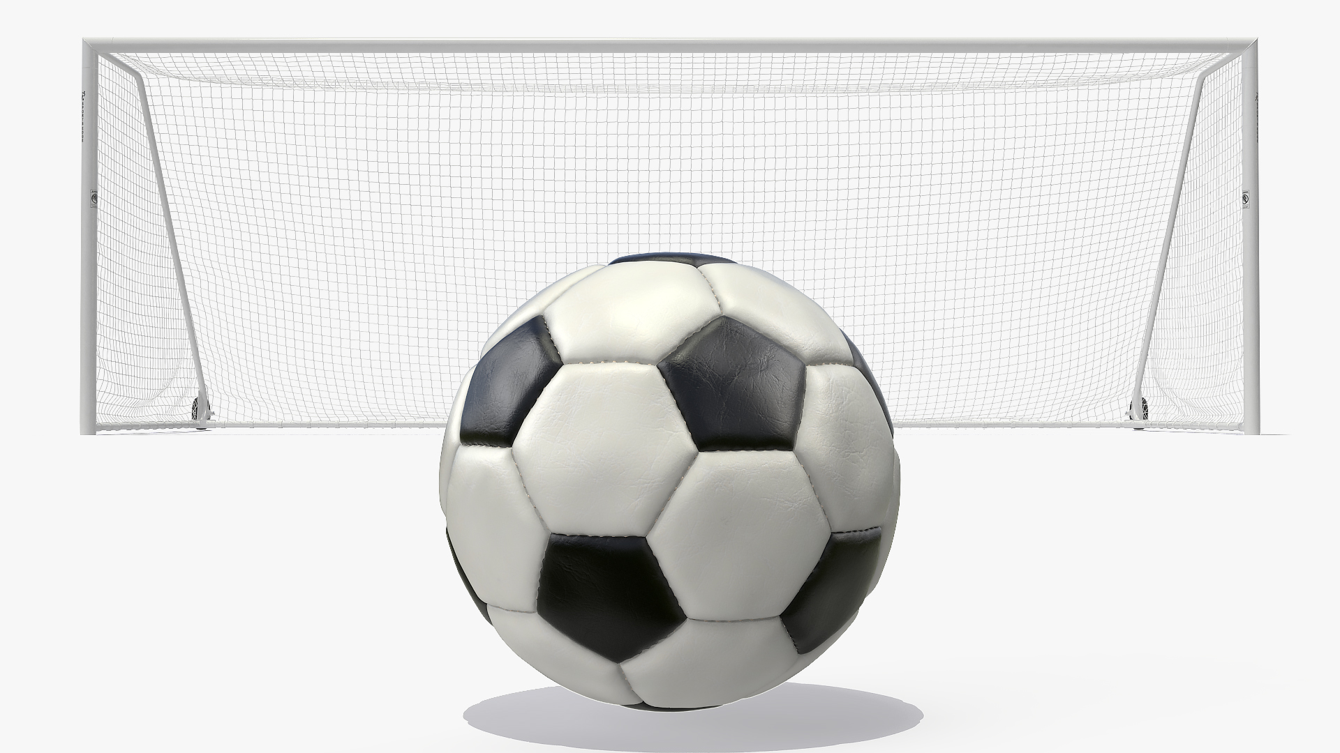 3D Animated Soccer Ball Flies into Goal Net Slowmotion