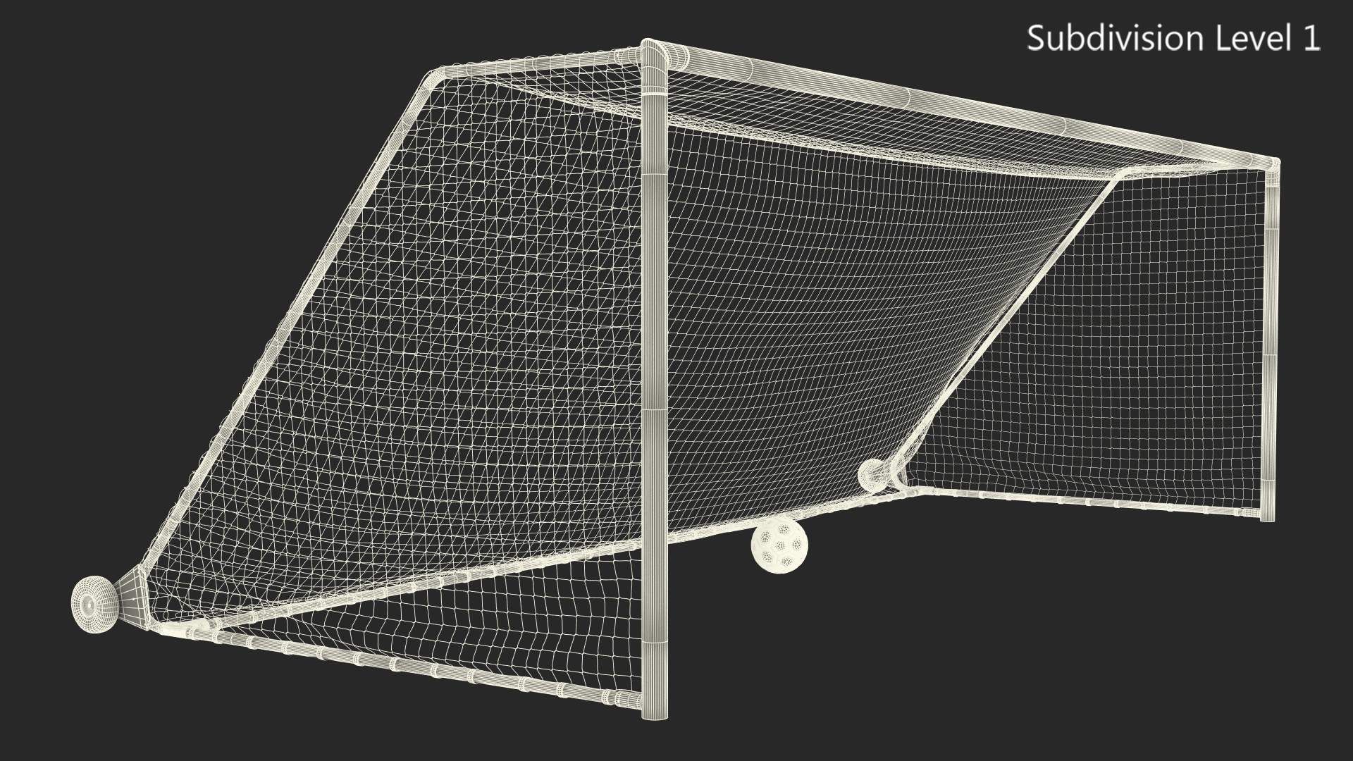 3D Animated Soccer Ball Flies into Goal Net Slowmotion