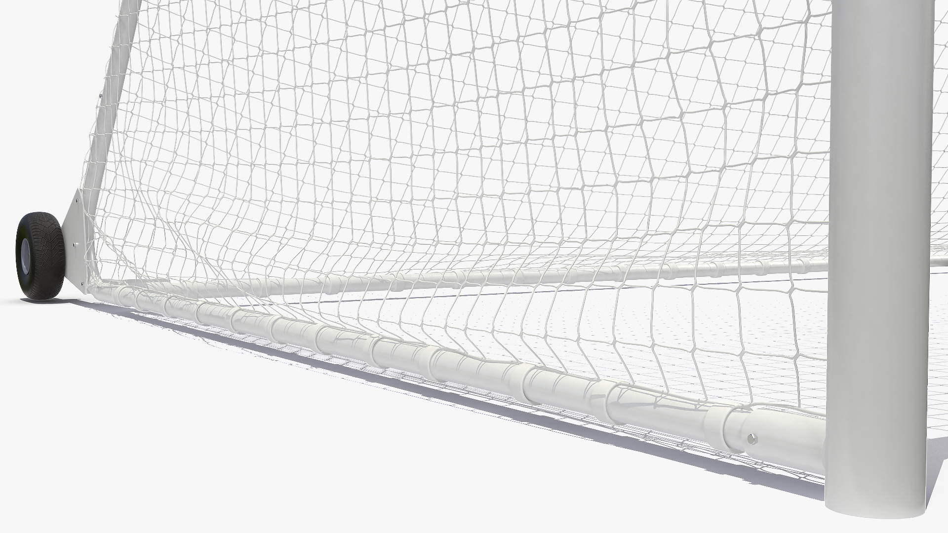 3D Animated Soccer Ball Flies into Goal Net Slowmotion