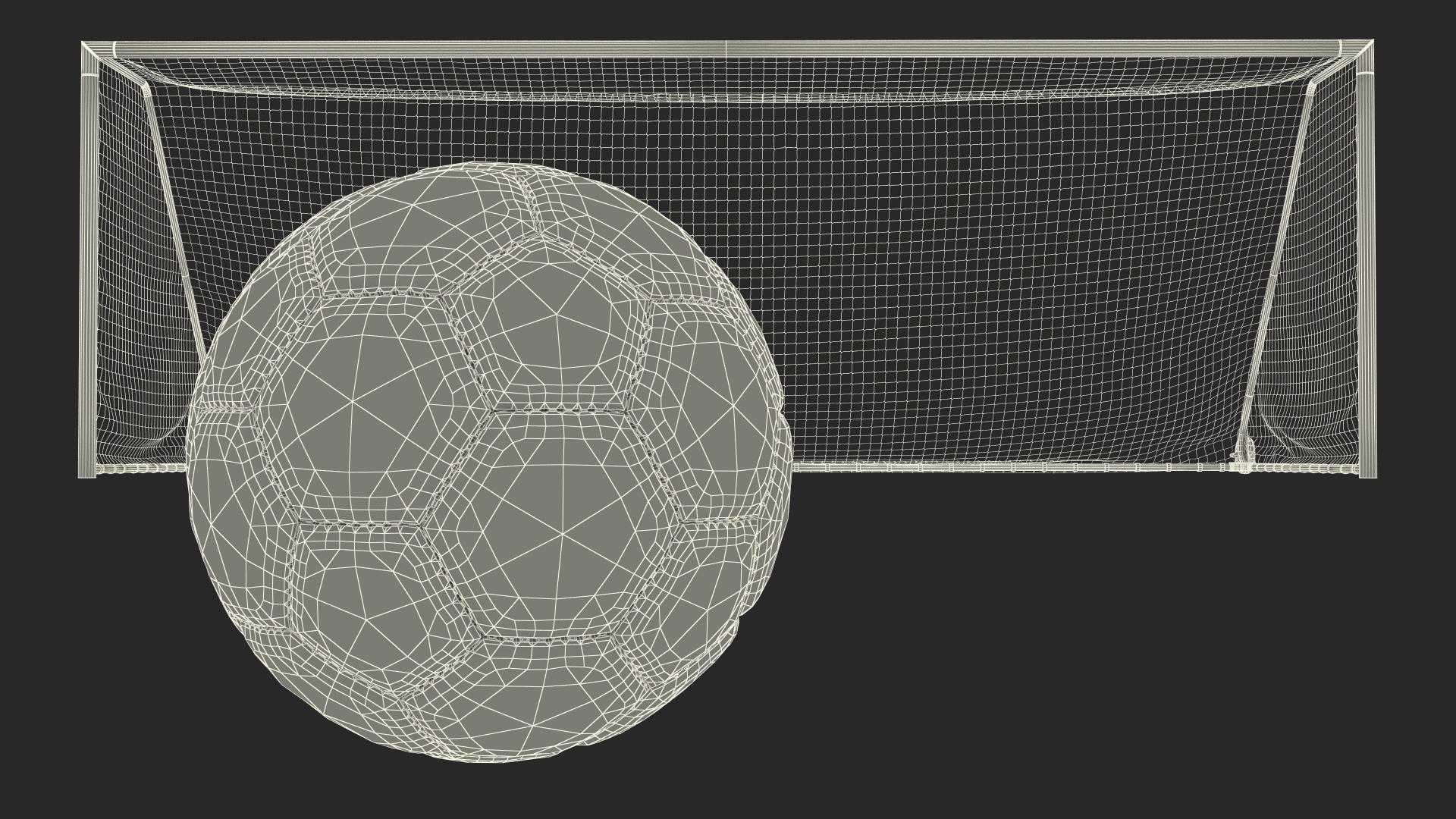 3D Animated Soccer Ball Flies into Goal Net Slowmotion