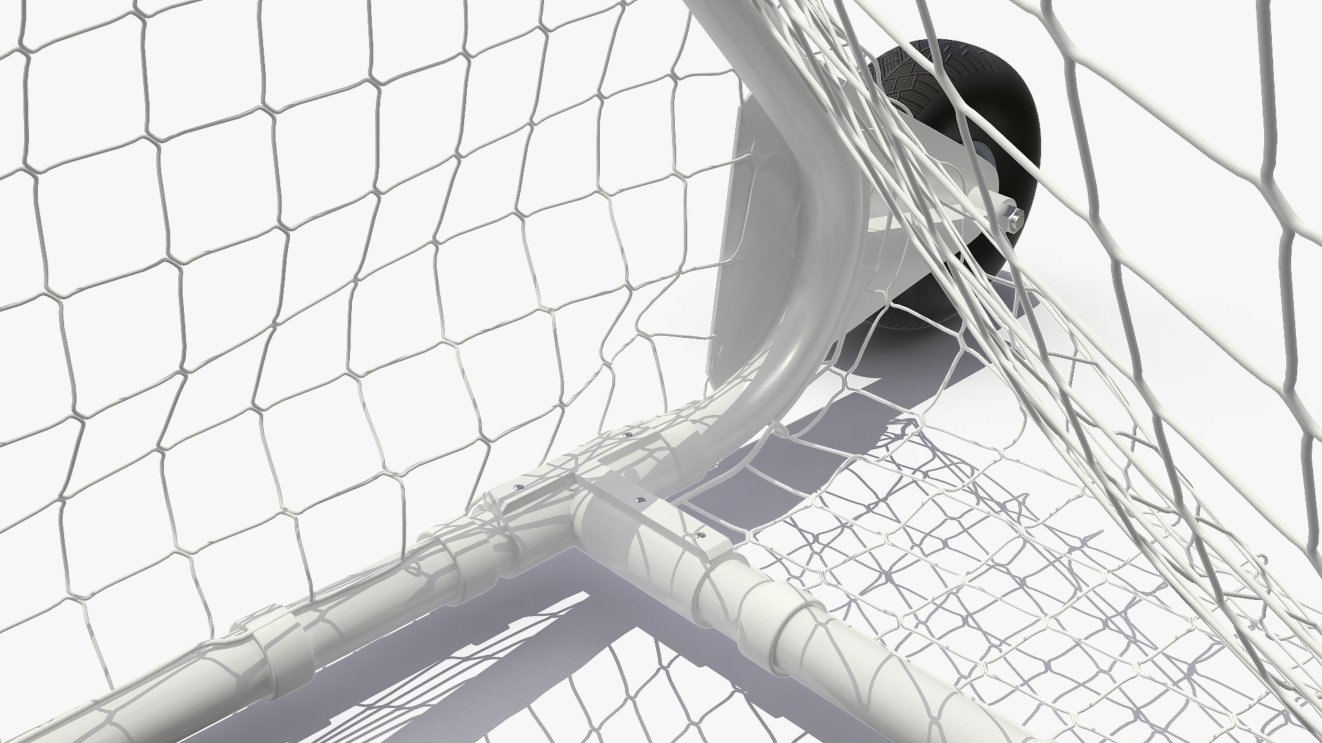 3D Animated Soccer Ball Flies into Goal Net Slowmotion