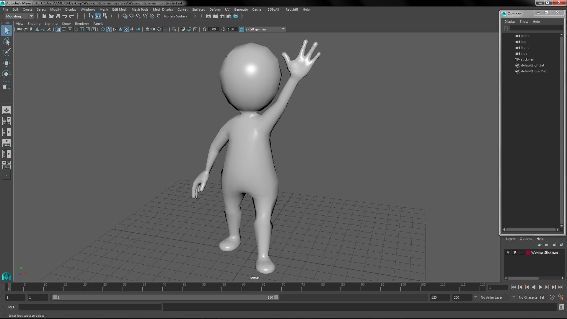 3D model Waving Stickman