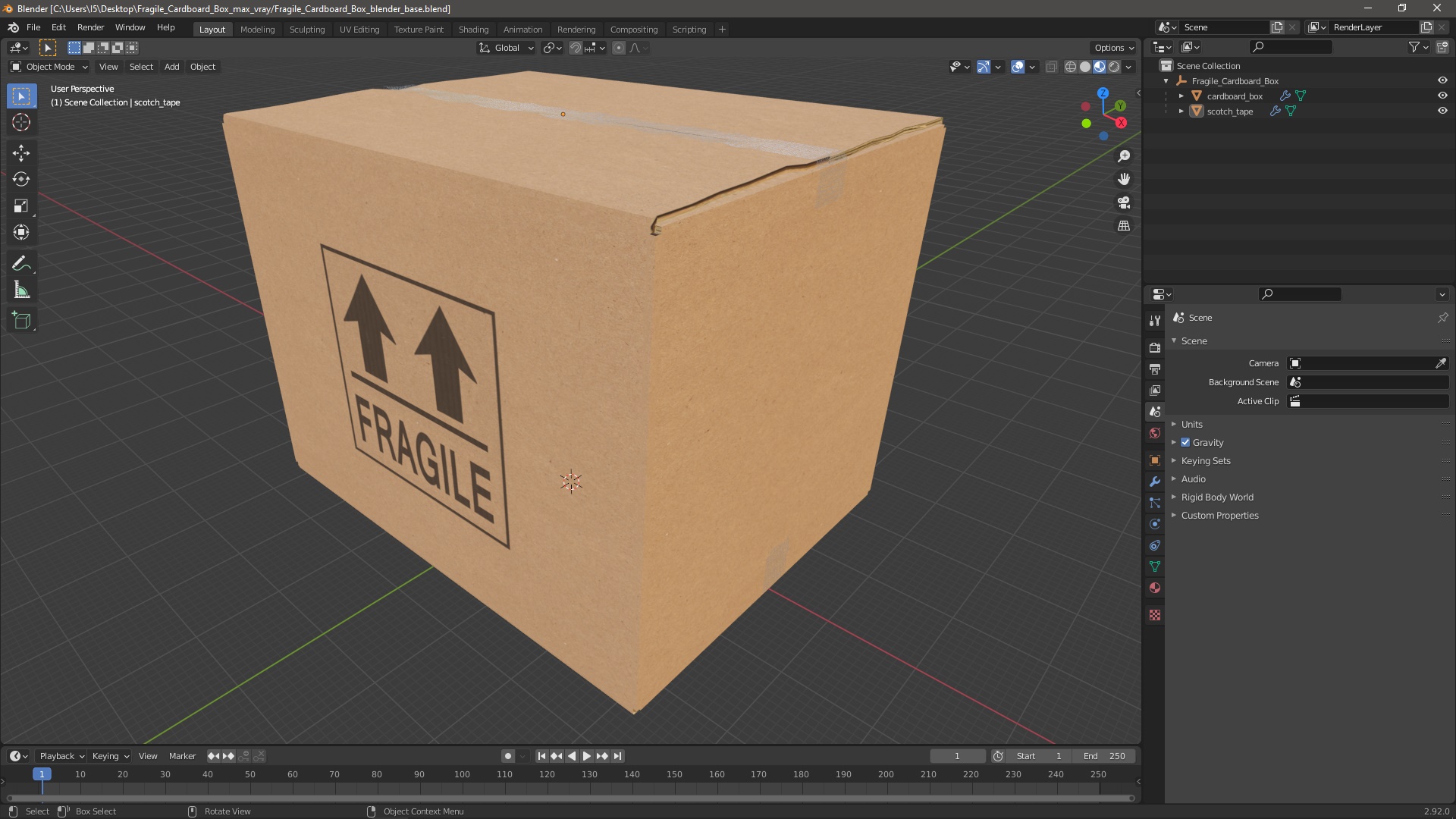 3D Fragile Cardboard Box