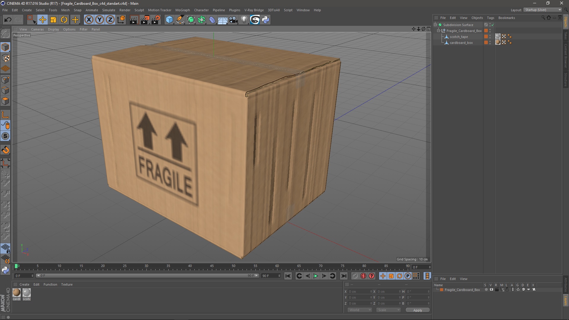 3D Fragile Cardboard Box