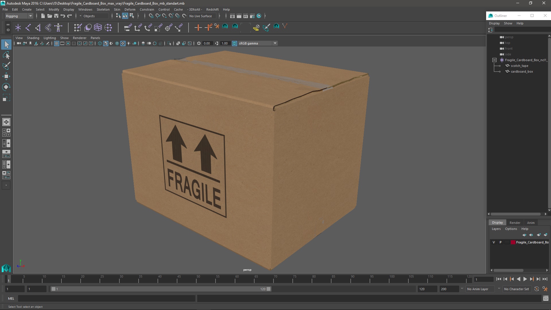 3D Fragile Cardboard Box