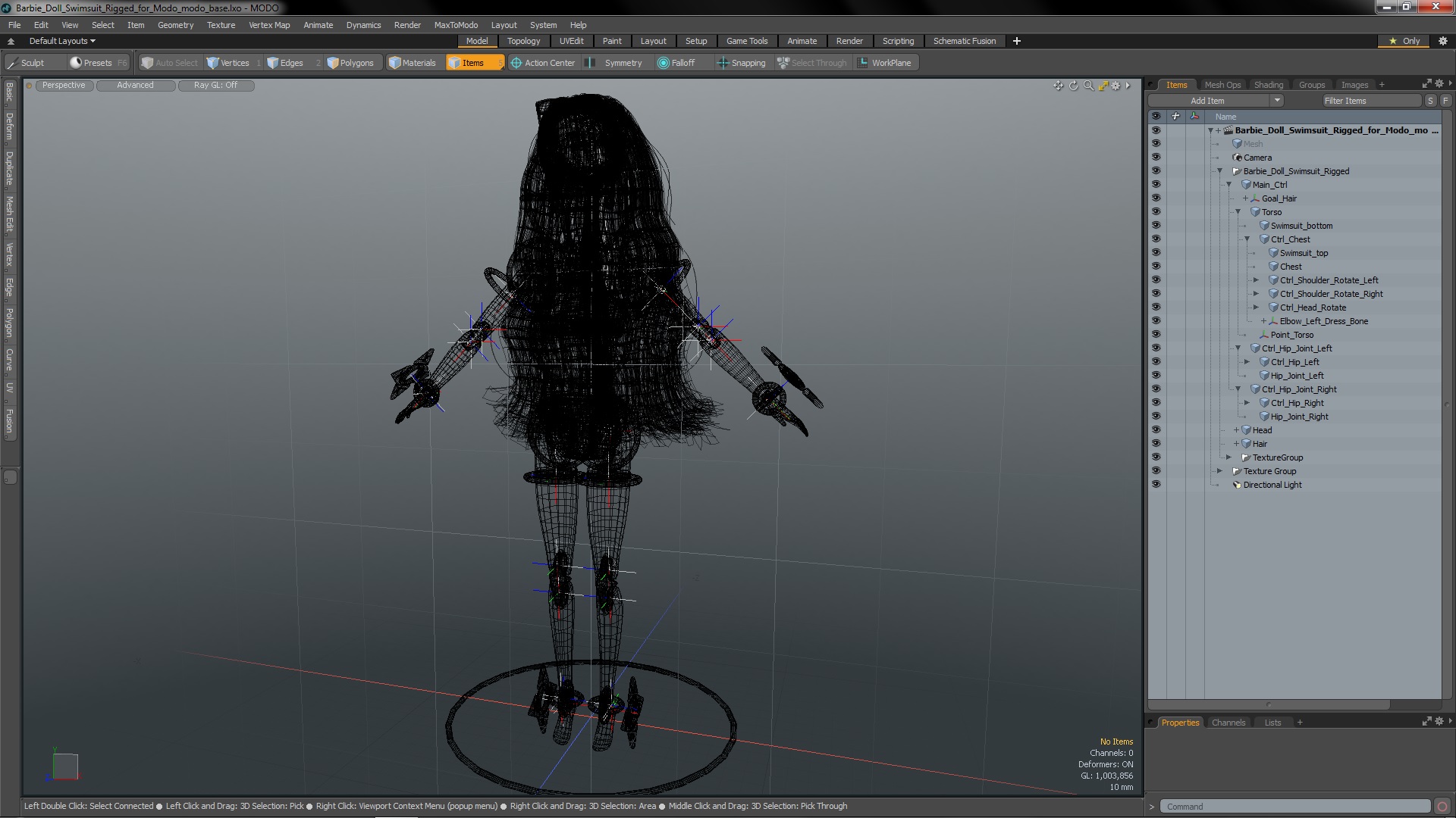 3D Barbie Doll Swimsuit Rigged for Modo