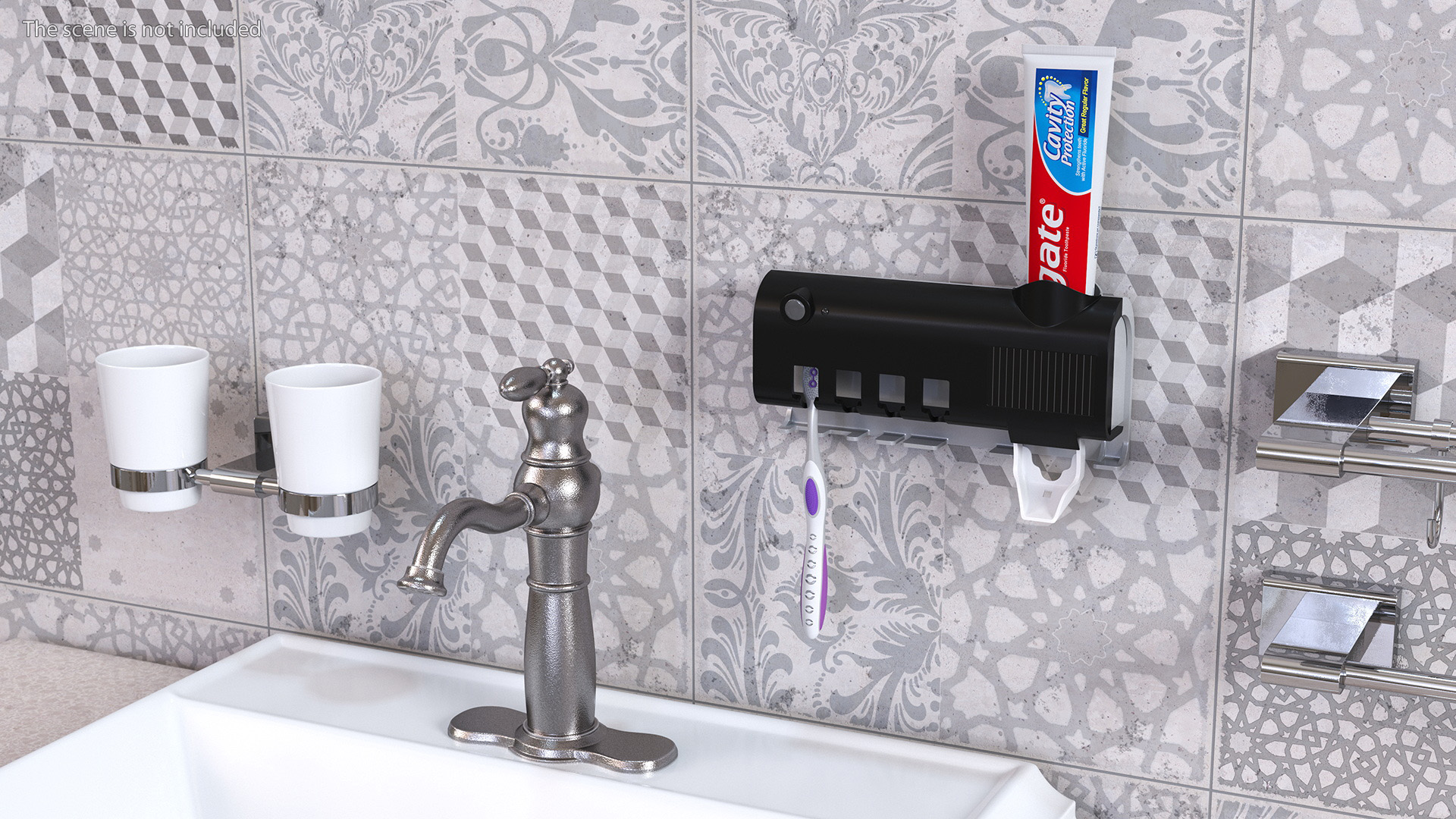 UV Toothbrush Sanitizer with Toothpaste Squeezer Black 3D model