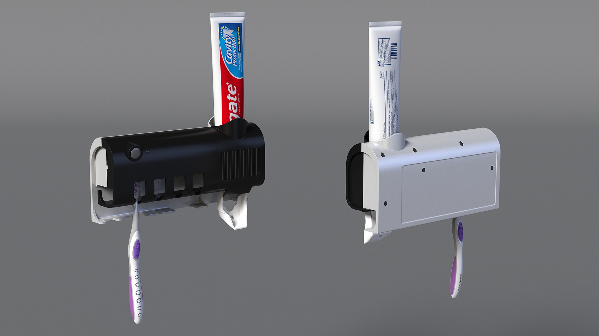 UV Toothbrush Sanitizer with Toothpaste Squeezer Black 3D model