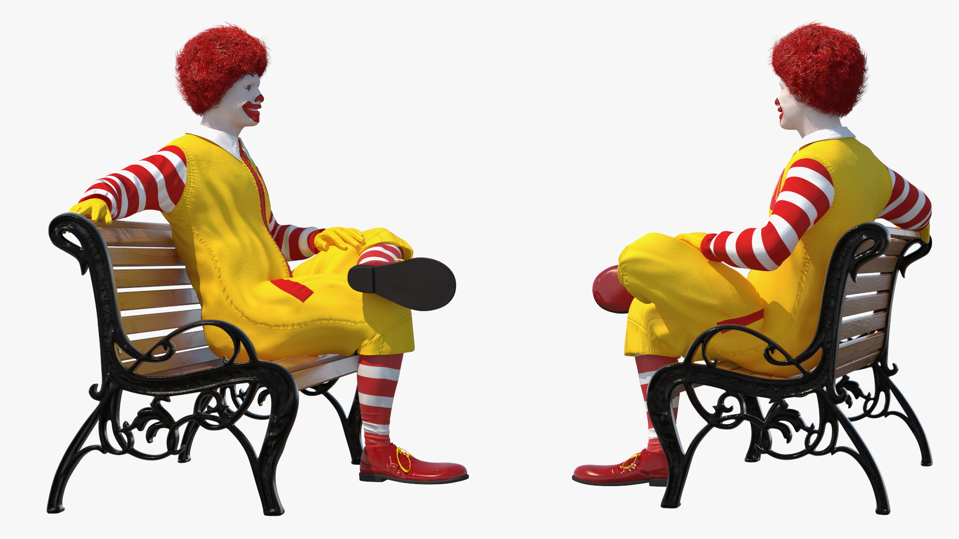 3D McDonalds Clown Bench Sitting Pose Fur model