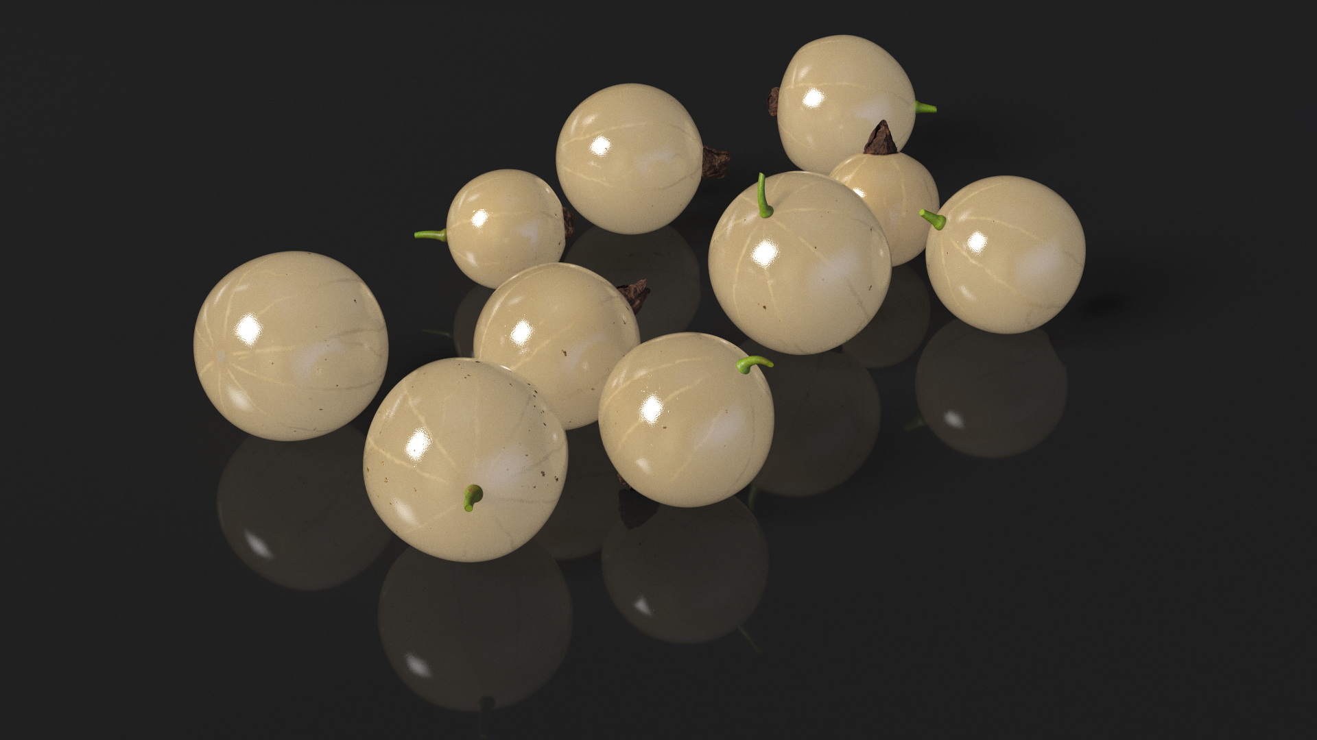 3D White Currant Berries