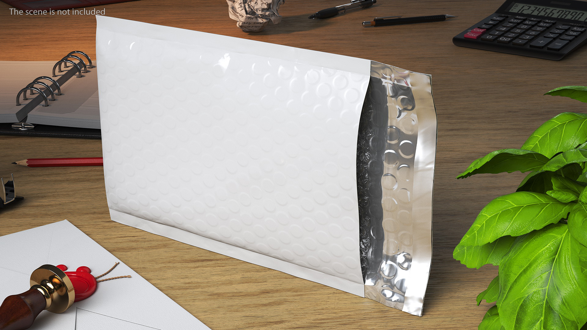 Thick Bubble Envelope White Open 3D